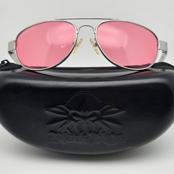 *SOLD*Black Flys Fly 14 Fly First Class Silver Frame Red Lens Aviator Sunglasses - Picture 1 of 15